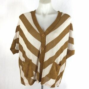 Blue Bird Cardigan Sweater Crisp Mustard Stripe